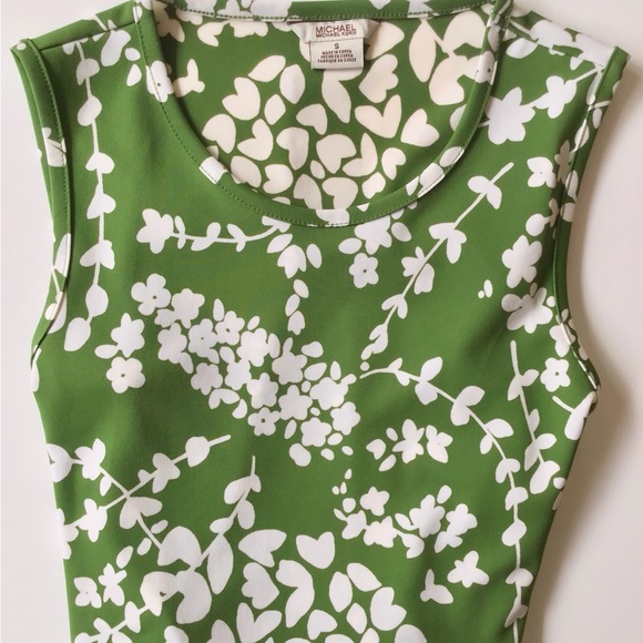 Michael Kors green floral sleeveless tank top size s - Picture 7 of 10